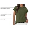 image:imageWomens Tops Summer Sweaters Short Sleeve Shirts Dressy Casual Basic Casual Cap Sleeve Tops Beach Vacation ClothesOlive Green
