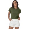 image:imageWomens Tops Summer Sweaters Short Sleeve Shirts Dressy Casual Basic Casual Cap Sleeve Tops Beach Vacation ClothesOlive Green
