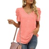 image:imageWomens V Neck T Shirts Short Sleeve Summer Tops for Women Trendy Tee XS