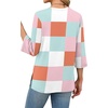 image:imageXIEERDUO 34 Length Sleeve Tops for Women Business Casual Blouses Slit Side Shirts Blouses Summer Fashion Clothes 20261plaid Print