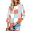 image:imageXIEERDUO 34 Length Sleeve Tops for Women Business Casual Blouses Slit Side Shirts Blouses Summer Fashion Clothes 20261plaid Print