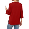 image:imageXIEERDUO 34 Length Sleeve Tops for Women Business Casual Blouses Slit Side Shirts Blouses Summer Fashion Clothes 2026Red