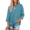 image:imageXIEERDUO 34 Length Sleeve Tops for Women Business Casual Blouses Slit Side Shirts Blouses Summer Fashion Clothes 2026Turquoise