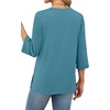 image:imageXIEERDUO 34 Length Sleeve Tops for Women Business Casual Blouses Slit Side Shirts Blouses Summer Fashion Clothes 2026Turquoise