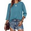 image:imageXIEERDUO 34 Length Sleeve Tops for Women Business Casual Blouses Slit Side Shirts Blouses Summer Fashion Clothes 2026Turquoise