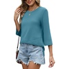 image:imageXIEERDUO 34 Length Sleeve Tops for Women Business Casual Blouses Slit Side Shirts Blouses Summer Fashion Clothes 2026Turquoise