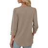 image:imageXIEERDUO 34 Length Sleeve Womens Tops V Neck Blouses with Buttons CasualAkhaki