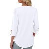 image:imageXIEERDUO 34 Length Sleeve Womens Tops V Neck Blouses with Buttons CasualAwhite