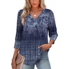 image:imageXIEERDUO 34 Length Sleeve Womens Tops V Neck Blouses with Buttons CasualFashy Blue Gradient
