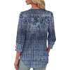 image:imageXIEERDUO 34 Length Sleeve Womens Tops V Neck Blouses with Buttons CasualFashy Blue Gradient