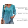 image:imageXIEERDUO 34 Length Sleeve Womens Tops V Neck Blouses with Buttons CasualFblue Dotted Lines