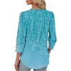 image:imageXIEERDUO 34 Length Sleeve Womens Tops V Neck Blouses with Buttons CasualFblue Dotted Lines
