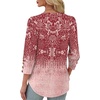 image:imageXIEERDUO 34 Length Sleeve Womens Tops V Neck Blouses with Buttons CasualFblush Gradient