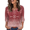 image:imageXIEERDUO 34 Length Sleeve Womens Tops V Neck Blouses with Buttons CasualFblush Gradient