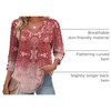 image:imageXIEERDUO 34 Length Sleeve Womens Tops V Neck Blouses with Buttons CasualFblush Gradient