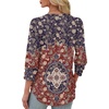 image:imageXIEERDUO 34 Length Sleeve Womens Tops V Neck Blouses with Buttons CasualFboho Medallion