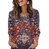 image:imageXIEERDUO 34 Length Sleeve Womens Tops V Neck Blouses with Buttons CasualFboho Medallion