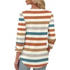 image:imageXIEERDUO 34 Length Sleeve Womens Tops V Neck Blouses with Buttons CasualFcolorful Stripes