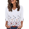 image:imageXIEERDUO 34 Length Sleeve Womens Tops V Neck Blouses with Buttons CasualFdandelion