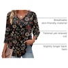 image:imageXIEERDUO 34 Length Sleeve Womens Tops V Neck Blouses with Buttons CasualFdark Floral Leaf