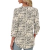 image:imageXIEERDUO 34 Length Sleeve Womens Tops V Neck Blouses with Buttons CasualFgrid Texture