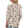 image:imageXIEERDUO 34 Length Sleeve Womens Tops V Neck Blouses with Buttons CasualFkhaki Ink Floral