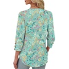 image:imageXIEERDUO 34 Length Sleeve Womens Tops V Neck Blouses with Buttons CasualFpink Green Floral