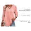 image:imageXIEERDUO 34 Length Sleeve Womens Tops V Neck Blouses with Buttons CasualFpink Stripes