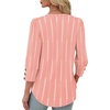 image:imageXIEERDUO 34 Length Sleeve Womens Tops V Neck Blouses with Buttons CasualFpink Stripes
