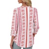 image:imageXIEERDUO 34 Length Sleeve Womens Tops V Neck Blouses with Buttons CasualFred Floral Stripe