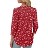 image:imageXIEERDUO 34 Length Sleeve Womens Tops V Neck Blouses with Buttons CasualFred White Dot