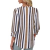 image:imageXIEERDUO 34 Length Sleeve Womens Tops V Neck Blouses with Buttons CasualFretro Stripe