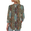 image:imageXIEERDUO 34 Length Sleeve Womens Tops V Neck Blouses with Buttons CasualFvintage Boho