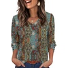 image:imageXIEERDUO 34 Length Sleeve Womens Tops V Neck Blouses with Buttons CasualFvintage Boho