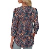image:imageXIEERDUO 34 Length Sleeve Womens Tops V Neck Blouses with Buttons CasualFvintage Floral