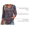 image:imageXIEERDUO 34 Length Sleeve Womens Tops V Neck Blouses with Buttons CasualFvintage Floral