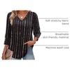 image:imageXIEERDUO 34 Length Sleeve Womens Tops V Neck Blouses with Buttons CasualFwhite Striped Black