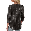 image:imageXIEERDUO 34 Length Sleeve Womens Tops V Neck Blouses with Buttons CasualFwhite Striped Black