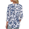 image:imageXIEERDUO 34 Length Sleeve Womens Tops V Neck Blouses with Buttons CasualFwhite Tribal Blue Floral