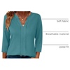 image:imageXIEERDUO 34 Length Sleeve Womens Tops V Neck Pleated Work Blouses Dressy Casual Summer Tops 2025 TrendyBlue Green