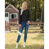 image:imageXIEERDUO Blouses for Women Dressy Casual Crew Neck Eyelet Tops Long Sleeve Shirts Puff Sleeve Tunics with Curved HemAblack