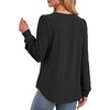 image:imageXIEERDUO Blouses for Women Dressy Casual Crew Neck Eyelet Tops Long Sleeve Shirts Puff Sleeve Tunics with Curved HemAblack