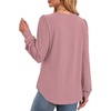 image:imageXIEERDUO Blouses for Women Dressy Casual Crew Neck Eyelet Tops Long Sleeve Shirts Puff Sleeve Tunics with Curved HemCmaruve