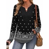 image:imageXIEERDUO Boho Tops for Women Blouses Dressy Casual V Neck Long Sleeve Shirts Fall Outfits Trendy Vacation ClothesZ Black Flower