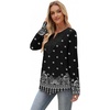 image:imageXIEERDUO Boho Tops for Women Blouses Dressy Casual V Neck Long Sleeve Shirts Fall Outfits Trendy Vacation ClothesZ Black Flower