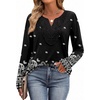 image:imageXIEERDUO Boho Tops for Women Blouses Dressy Casual V Neck Long Sleeve Shirts Fall Outfits Trendy Vacation ClothesZ Black Flower