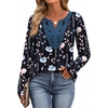 image:imageXIEERDUO Boho Tops for Women Blouses Dressy Casual V Neck Long Sleeve Shirts Fall Outfits Trendy Vacation ClothesZ Floral Black