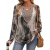 image:imageXIEERDUO Boho Tops for Women Blouses Dressy Casual V Neck Long Sleeve Shirts Fall Outfits Trendy Vacation ClothesZ Tie Dye
