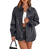 image:imageXIEERDUO Leather Jacket Women Fall Outfits 2026 Oversized Motorcycle Y2K Clothes Faux Leather Pocket Winter Coats Zip UpCharcoal Grey