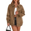 image:imageXIEERDUO Leather Jacket Women Fall Outfits 2026 Oversized Motorcycle Y2K Clothes Faux Leather Pocket Winter Coats Zip UpKhaki